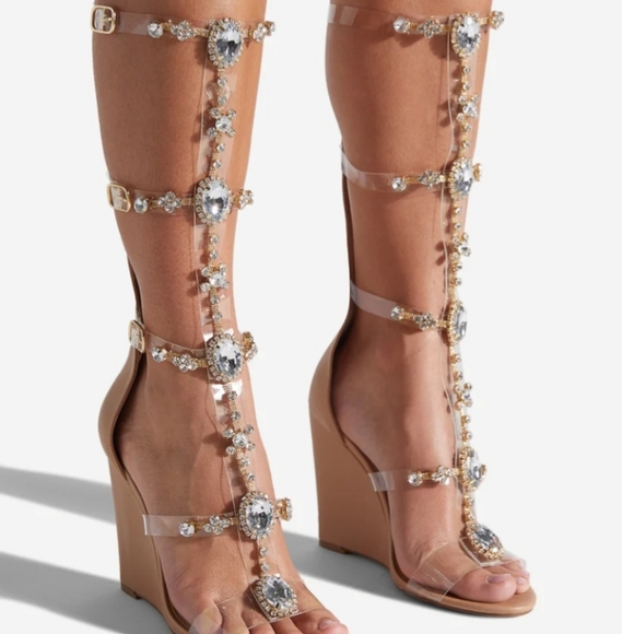 COPY - BEDAZZLED Gladiator Wedge Sandals size 9 *NEW* - Picture 3 of 5